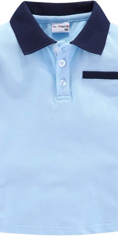 Mud Kingdom Boys Pique Polo Shirts for Toddler Short Sleeve Stripe Plain 1-9 Years