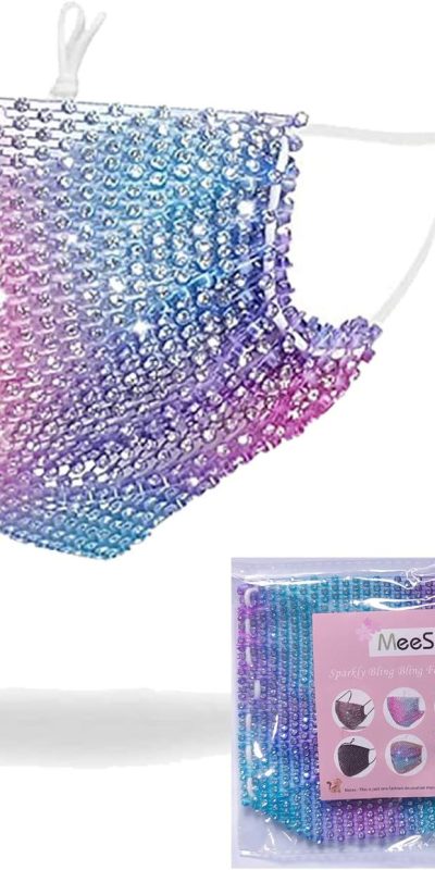 Sparkly Rhinestone Mesh Mask Reusable Bling-Crystal Masquerade Ball Party Mask Women Jewelry Gifts for Mother Girlfriend