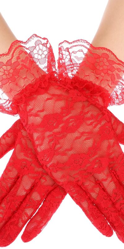 SATINIOR Ladies Lace Gloves for Women Tea Party Elegant Short Courtesy Gloves for Wedding Dinner Opera Parties