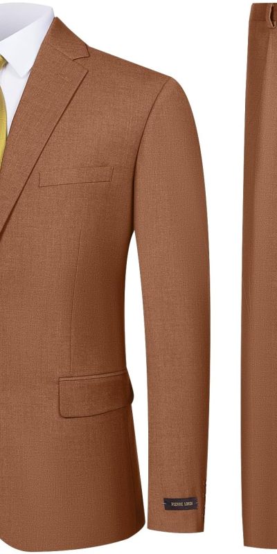 Men's 2 Piece Suits Classic Fit Single Breasted 2 Buttons Business Wedding Suit Jacket Blazer & Pleated Pants Set