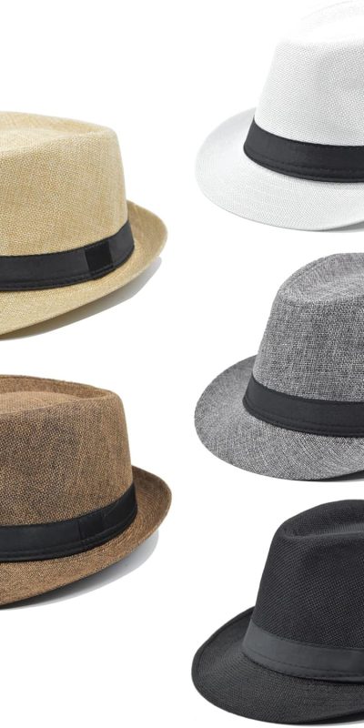 Gionforsy 5 Pack Mens Fedora Hat Classic 1920s Hat Short Brim Fedora Hats Summer Beach Panama Hat for Men Women