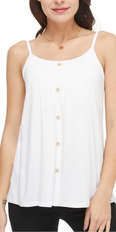 Camisoles for Women with Built in Bra Adjustable Strap Tank Tops Cami Sleeveless Summer Tops for Workout Sleeping Traveling