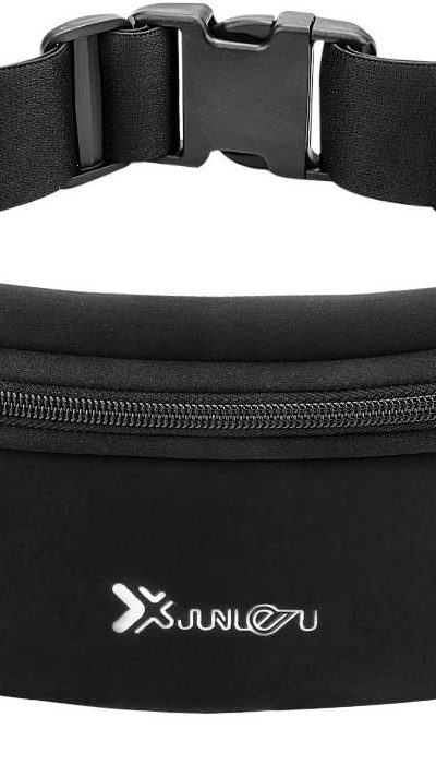 Running Belt with Water Bottles(2 x 175ML), Hydration Belt Waterproof Waist Pack Bag Fits iPhones Adjustable Sports Waist Pouch for Marathon Running Hiking Cycling, Black