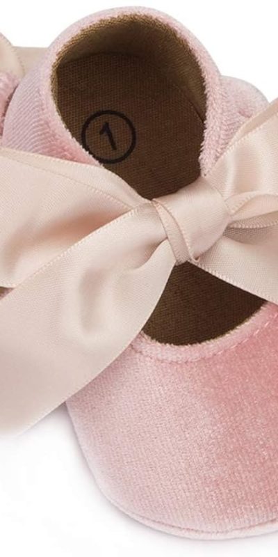 KIDSUN Infant Baby Girls Mary Jane Shoes Non-Slip Rubber Sole Ballet Slippers Princess Dress Wedding Shoes Newborn Crib Shoes First Walkers Shoes