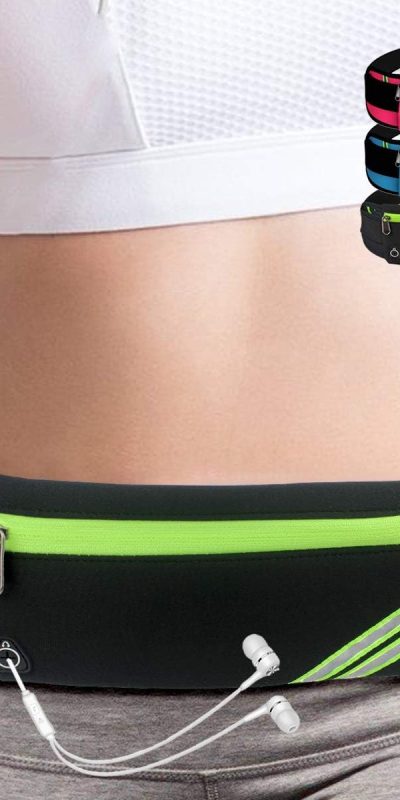 Slim Running Belt Fanny Pack,Waist Pack Bag for Hiking Cycling Workout,Reflective Runners Belt Jogging Pouch,Travelling Money Phone Holder for Running Gear Accessories