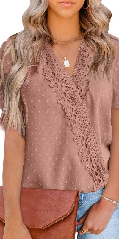 LOLONG Womens Tops Short/Long Sleeve V Neck Chiffon Blouses Dressy Casual Pom Poms Shirts