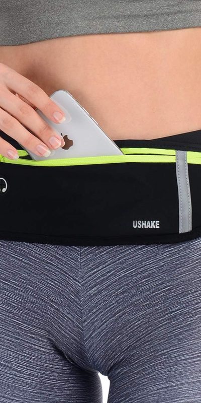 USHAKE Slim Running Belt, Workout Fanny Pack for Men Women,Exercise Waist Pack for Apple iPhone Holder, Runner Belt for Running Walking Cycling Camping Gym
