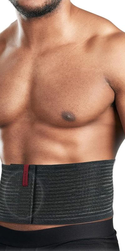 ORTONYX Umbilical Hernia Belt for Men and Women / 6.25" Abdominal Binder With Hernia Support Pad - Navel Ventral Epigastric Incisional and Belly Button Hernias - Black OX5241-L/XL