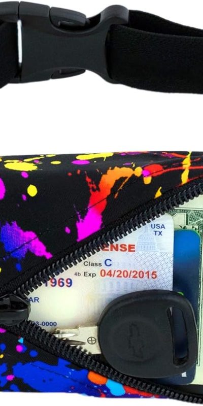 SPIbelt Original Pocket Running Belt for Women Men, Phone Holder for Running, Running Fanny Pack, Holder for Phone, Running Waist Pack, Expandable, Adjustable. Rave with Black Zipper