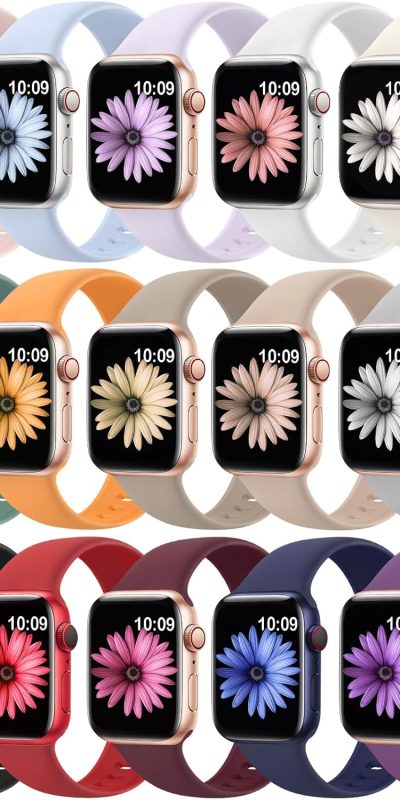 15 Pack Soft Silicone Bands Compatible with Apple Watch Band 40mm 41mm 38mm 45mm 44mm 42mm 46mm 49mm for Women Men,Sport iWatch bands Replacement Strap Wristbands for iWatch SE Series 10 9 8 7 6 5 4 3