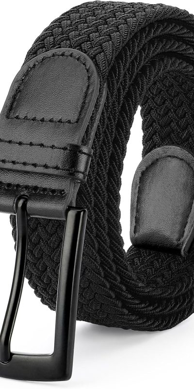 SUOSDEY Elastic Fabric Braided Belts for Men, Stretch Woven Belts for Golf Casual Jeans Shorts