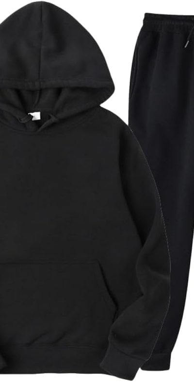 black hoodie and black sweatpants