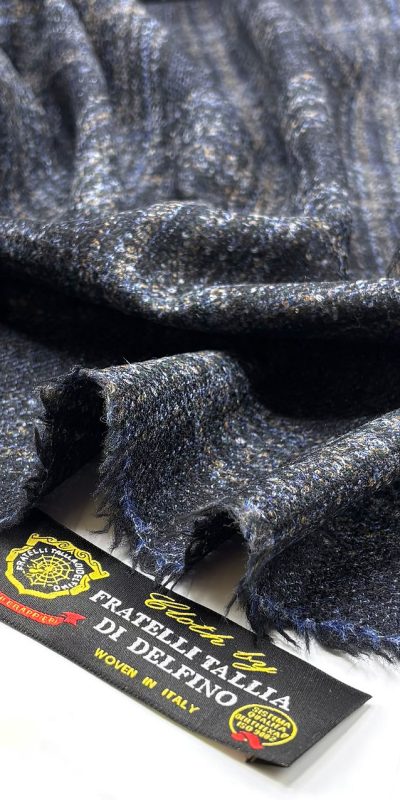 Blue Stripped Delfino luxury cashmere wool fabric