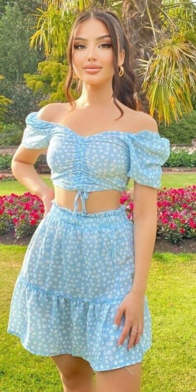 crop shirt and skirt set