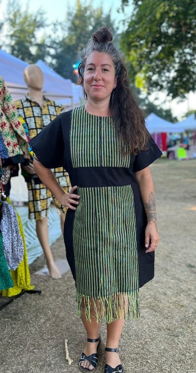 Green and black african print bubu